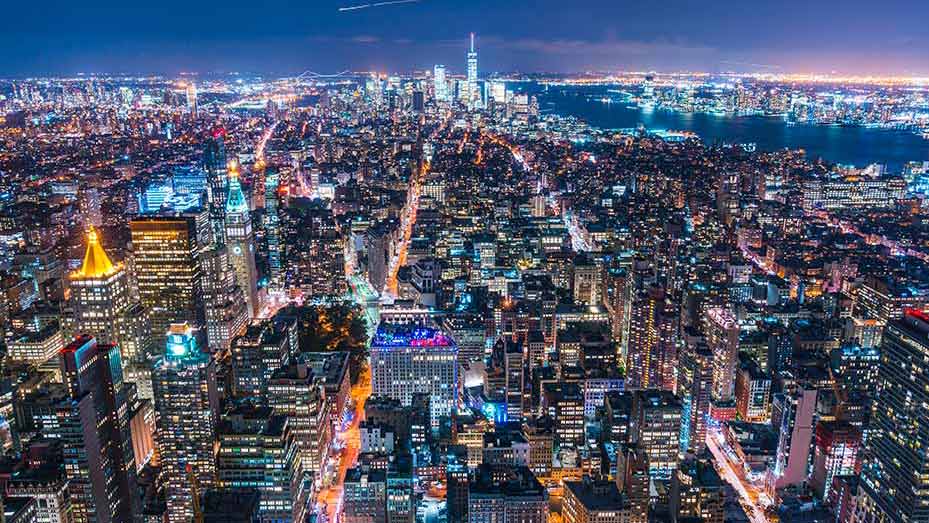 View of the island of Manhattan from the Top of the Rock Observatory 