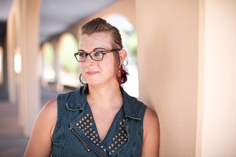 Portrait of Sarah Schlindwein in downtown Tucson, Arizona.