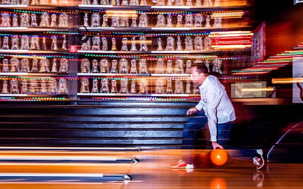 Man bowling at Brooklyn Bowl